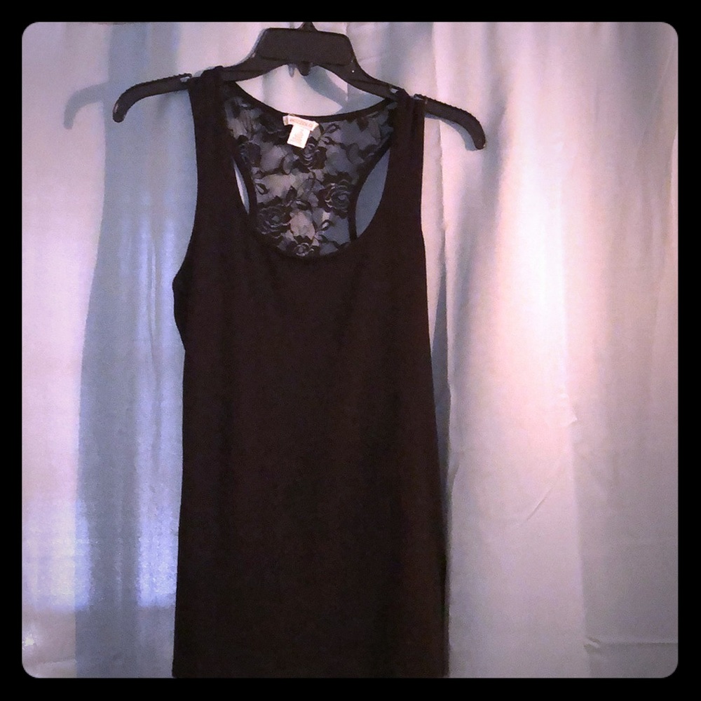 Black Lacey Racer Back Tank Top